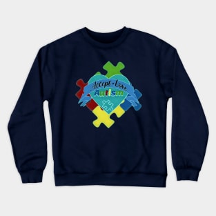 Autism Awareness Puzzle and Heart Design Crewneck Sweatshirt